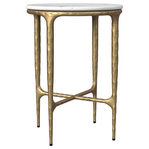 Baldwin - Round Marble Top Side Table - White And Gold – Side Tables by Coaster Fine Furniture at Furniture Wholesale Plus , Nashville furniture store