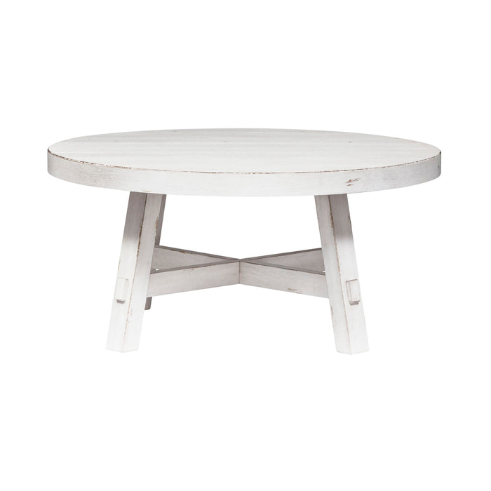 Modern Farmhouse - Splay Leg Round Cocktail Table – Cocktail Tables by Liberty Furniture at Furniture Wholesale Plus , Nashville furniture store