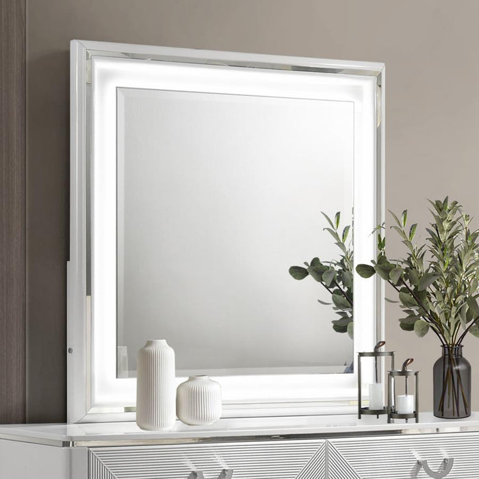 Cassia - Dresser Mirror - White High Gloss – Mirrors by Coaster Fine Furniture at Furniture Wholesale Plus , Nashville furniture store