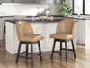 Neymorton - Upholstered Swivel Faux Leather Barstool (Set of 2) - Dark Grayish Brown – Stool Sets by Signature Design by Ashley® at Furniture Wholesale Plus , Nashville furniture store