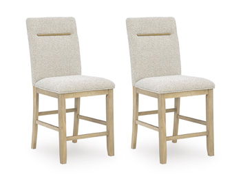 Lasinger - Upholstered Barstool (Set of 2) - Light Brown – Stool Sets by Signature Design by Ashley® at Furniture Wholesale Plus , Nashville furniture store