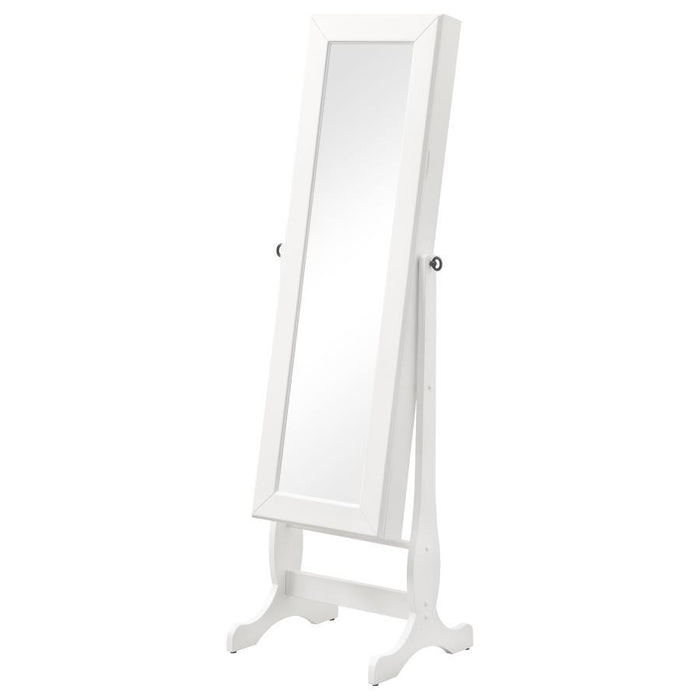 Batista - Cheval Mirror With Jewelry Storage - White – Storage Mirrors by CoasterEssence at Furniture Wholesale Plus , Nashville furniture store