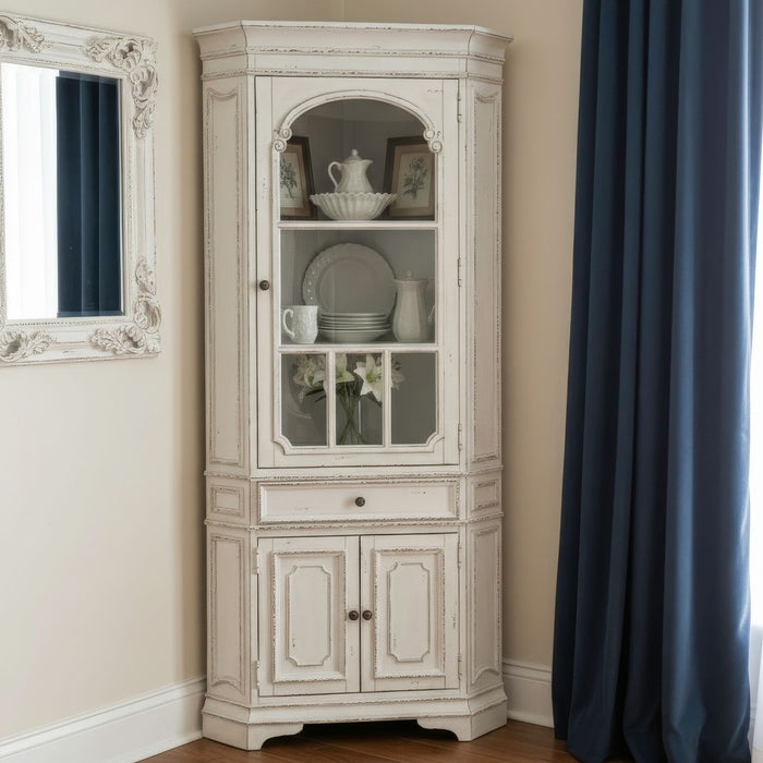 Magnolia Manor - Corner Cabinet - Antique White – Accent Cabinets by Liberty Furniture at Furniture Wholesale Plus , Nashville furniture store