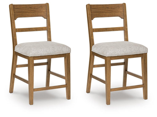 Cabalynn - Upholstered Barstool (Set of 2) - Oatmeal / Light Brown – Stool Sets by Signature Design by Ashley® at Furniture Wholesale Plus , Nashville furniture store