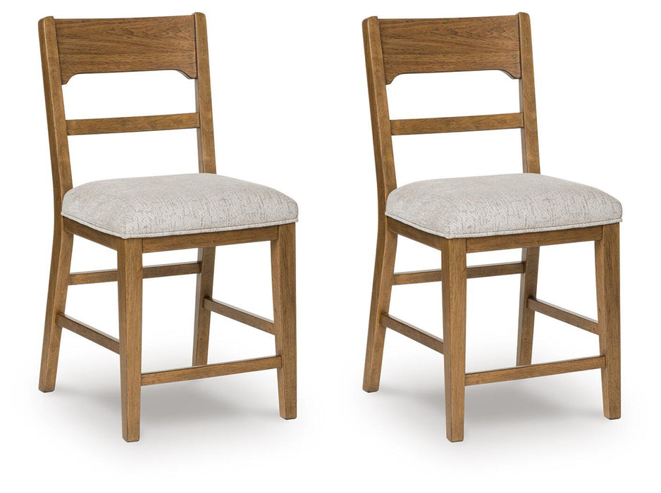 Cabalynn - Upholstered Barstool (Set of 2) - Oatmeal / Light Brown – Stool Sets by Signature Design by Ashley® at Furniture Wholesale Plus , Nashville furniture store