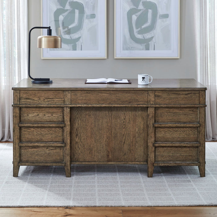 Carolina Park - Jr Executive Desk - Amber Brown – Executive Desks by Liberty Furniture at Furniture Wholesale Plus , Nashville furniture store