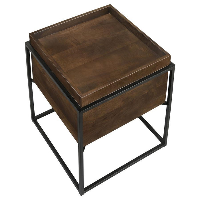 Ondrej - Square Accent Side Table Removable Tray - Dark Brown – Side Tables by CoasterEssence at Furniture Wholesale Plus , Nashville furniture store