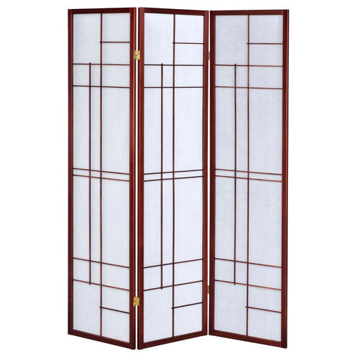 Katerina - 3-Panel Room Divider Folding Shoji Screen - Cherry - Premium Room Dividers from CoasterEveryday - Just $119! Shop now at Furniture Wholesale Plus  We are the best furniture store in Nashville, Hendersonville, Goodlettsville, Madison, Antioch, Mount Juliet, Lebanon, Gallatin, Springfield, Murfreesboro, Franklin, Brentwood