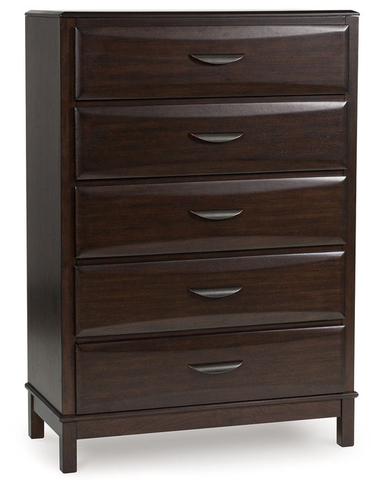 Vanmore - Five Drawer Chest - Dark Brown – Accent Chests by Benchcraft® at Furniture Wholesale Plus , Nashville furniture store
