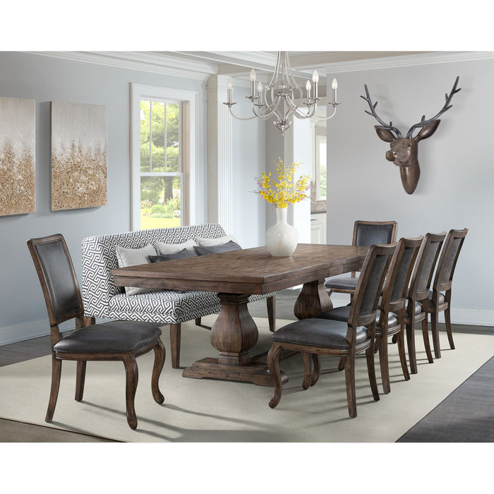 Gramercy - Upholstered Dining Settee - Dark Brown – Upholstered Benches by Elements International at Furniture Wholesale Plus , Nashville furniture store