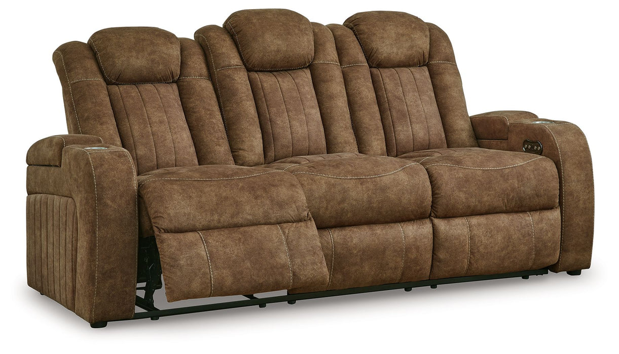 Wolfridge - 2 Pc. - Power Reclining Sofa, Power Reclining Loveseat With Console - Brindle – Reclining Sofas & Loveseats by Signature Design by Ashley® at Furniture Wholesale Plus , Nashville furniture store