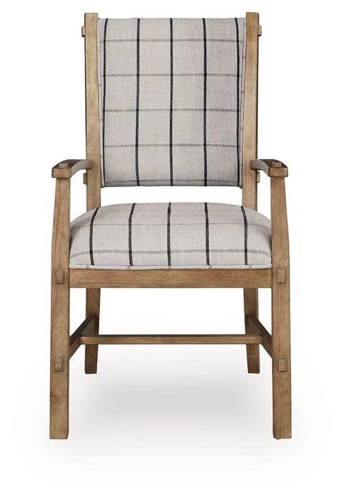 Ridgester - Dining Upholstered Arm Chair (Set of 2) - Light Brown – Chair Sets by Benchcraft® at Furniture Wholesale Plus , Nashville furniture store