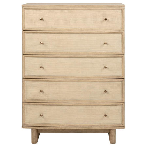 Kailani - 5-Drawer Bedroom Chest Of Drawers - Beige Oak – Accent Chests by Coaster Fine Furniture at Furniture Wholesale Plus , Nashville furniture store