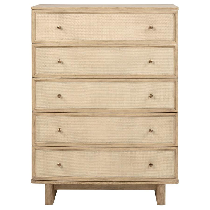 Kailani - 5-Drawer Bedroom Chest Of Drawers - Beige Oak – Accent Chests by Coaster Fine Furniture at Furniture Wholesale Plus , Nashville furniture store