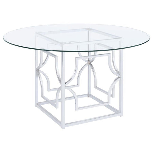 Starlight - Round Glass Top Metal Dining Table – Dining Tables by Coaster Fine Furniture at Furniture Wholesale Plus , Nashville furniture store