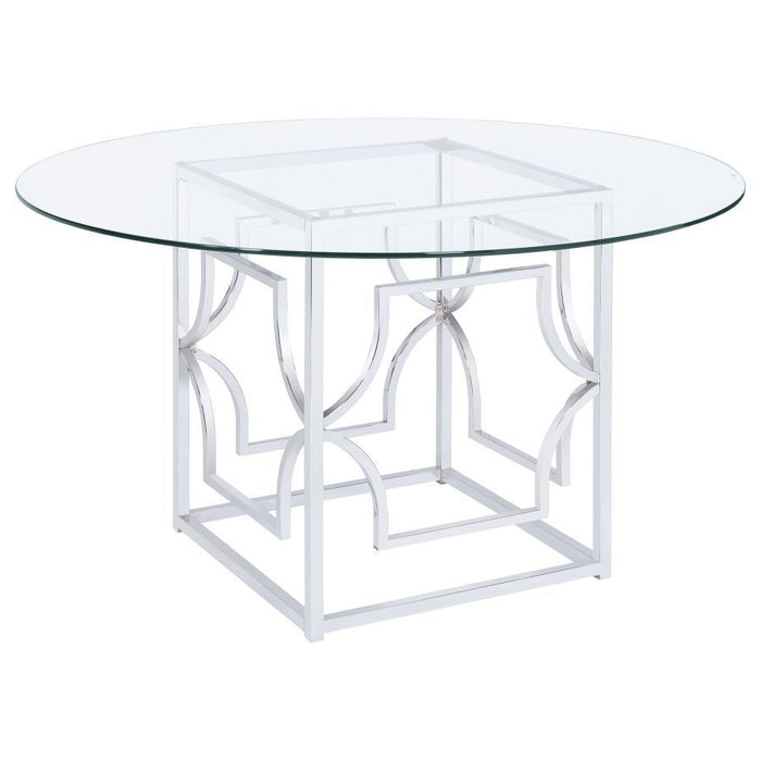 Starlight - Round Glass Top Metal Dining Table – Dining Tables by Coaster Fine Furniture at Furniture Wholesale Plus , Nashville furniture store