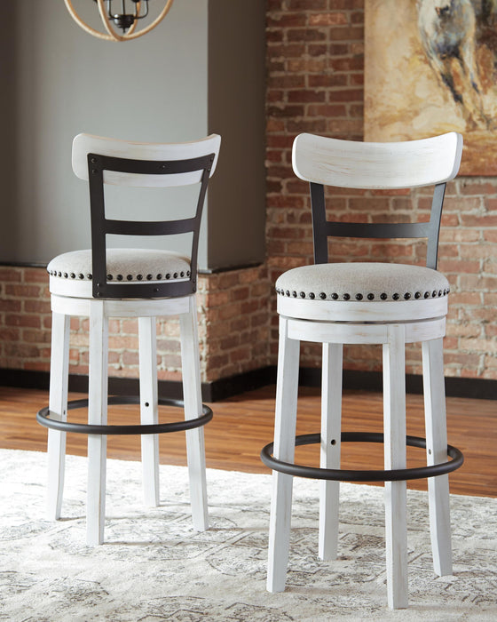 Valebeck - Tall Upholstered Swivel Barstool – Bar Height (28"-30") by Signature Design by Ashley® at Furniture Wholesale Plus , Nashville furniture store