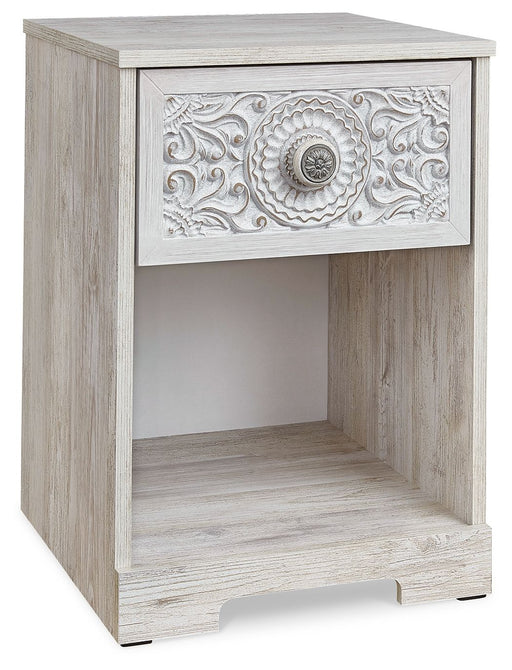 Paxberry - One Drawer Night Stand - Open Cubby - Whitewash – Accent Nightstands by Signature Design by Ashley® at Furniture Wholesale Plus , Nashville furniture store
