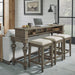 Americana Farmhouse - 4 Piece Console Set (Console 3 Stools) - Dusty Taupe – 4 Piece Living Room Sets by Liberty Furniture at Furniture Wholesale Plus , Nashville furniture store