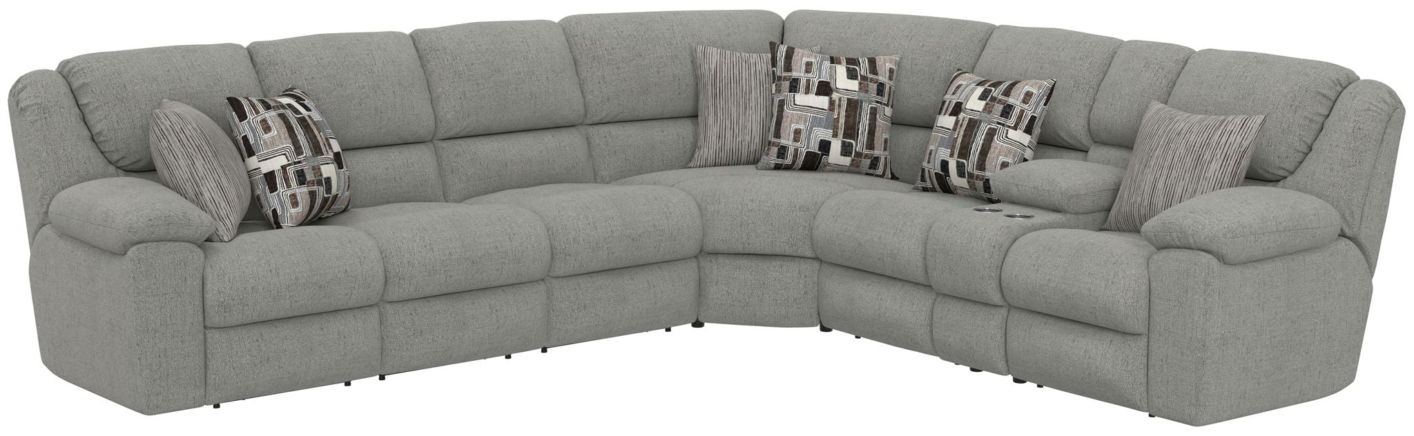 Quinn - 3 Piece Reclining Sectional With 4 Reclining Seats, Storage Arms, Storage Console With Lights, And Drop Down Table - Nature – Stationary Sectionals by Jackson at Furniture Wholesale Plus , Nashville furniture store