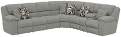 Quinn - 3 Piece Reclining Sectional With 4 Reclining Seats, Storage Arms, Storage Console With Lights, And Drop Down Table - Nature – Stationary Sectionals by Jackson at Furniture Wholesale Plus , Nashville furniture store