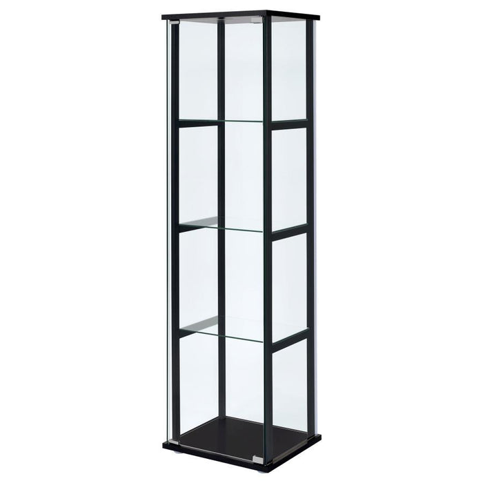 Cyclamen - 4-Shelf Clear Glass Curio Display Cabinet - Black - Premium Curio Cabinets from CoasterEveryday - Just $249! Shop now at Furniture Wholesale Plus  We are the best furniture store in Nashville, Hendersonville, Goodlettsville, Madison, Antioch, Mount Juliet, Lebanon, Gallatin, Springfield, Murfreesboro, Franklin, Brentwood