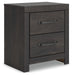 Hollivern - Two Drawer Night Stand - Dark Gray – Nightstands w/ Charging Stations by Signature Design by Ashley® at Furniture Wholesale Plus , Nashville furniture store