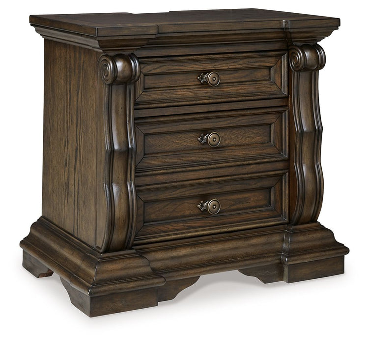 Maylee - Three Drawer Night Stand - Dark Brown – Nightstands w/ Charging Stations by Signature Design by Ashley® at Furniture Wholesale Plus , Nashville furniture store