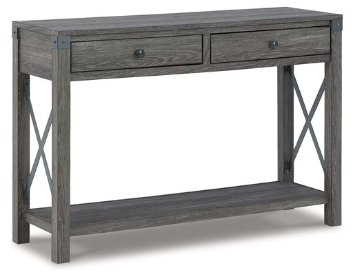 Freedan - Console Sofa Table - Grayish Brown – Sofa Tables by Signature Design by Ashley® at Furniture Wholesale Plus , Nashville furniture store