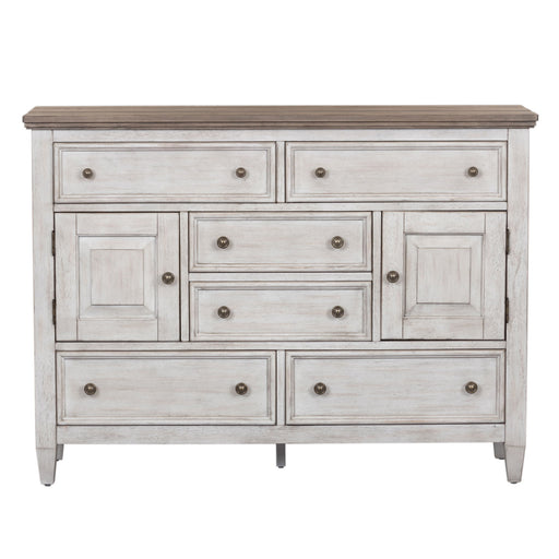 Heartland - 2 Door 6 Drawer Chesser - Antique White / Tobacco Tops – Dressers by Liberty Furniture at Furniture Wholesale Plus , Nashville furniture store
