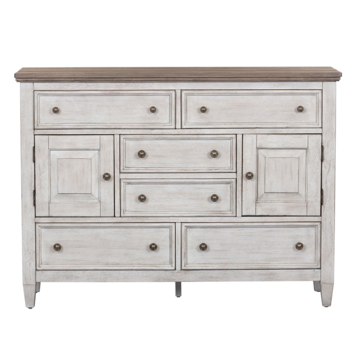 Heartland - 2 Door 6 Drawer Chesser - Antique White / Tobacco Tops – Dressers by Liberty Furniture at Furniture Wholesale Plus , Nashville furniture store