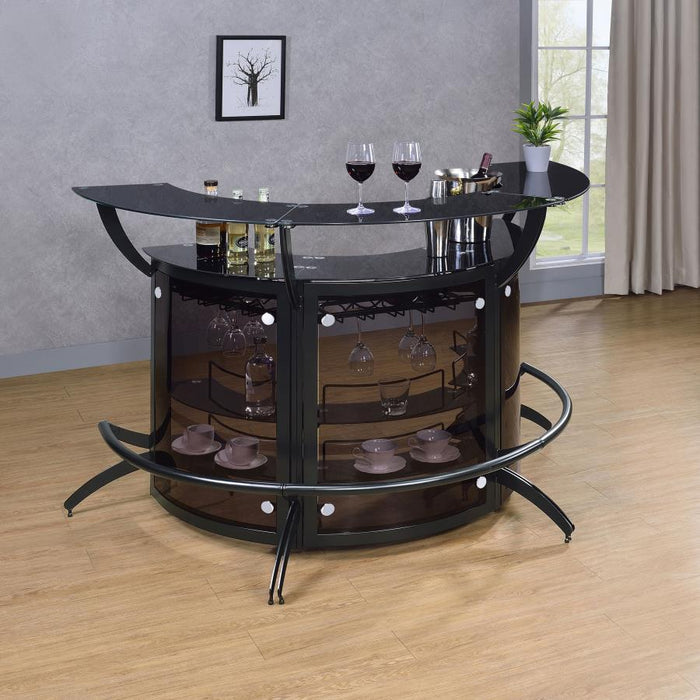 Dallas - 3-Piece Curved Freestanding Home Bar Cabinet - Premium Home Bars from CoasterEssence - Just $999! Shop now at Furniture Wholesale Plus  We are the best furniture store in Nashville, Hendersonville, Goodlettsville, Madison, Antioch, Mount Juliet, Lebanon, Gallatin, Springfield, Murfreesboro, Franklin, Brentwood