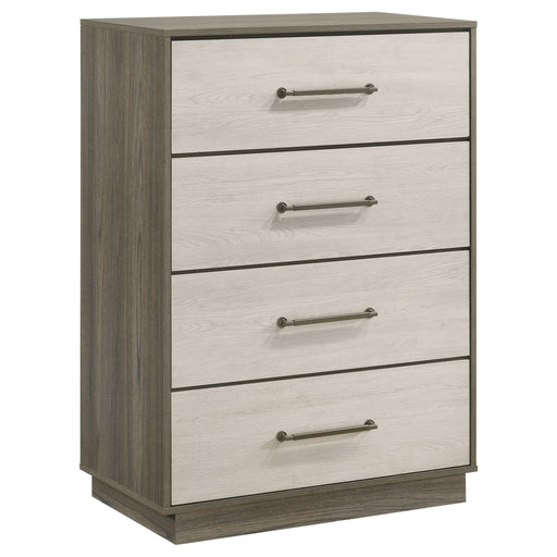 Fenwick - 4-Drawer Chest Of Drawers - Gray Oak – Accent Chests by Coaster Fine Furniture at Furniture Wholesale Plus , Nashville furniture store