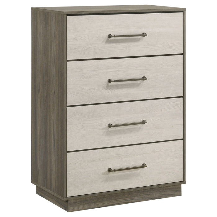 Fenwick - 4-Drawer Chest Of Drawers - Gray Oak – Accent Chests by Coaster Fine Furniture at Furniture Wholesale Plus , Nashville furniture store
