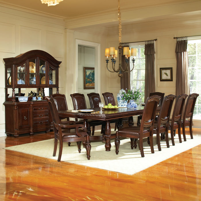 Antoinette - Ped Table With Leaf - Dark Brown – Dining Tables with Extensions by Steve Silver Furniture at Furniture Wholesale Plus , Nashville furniture store