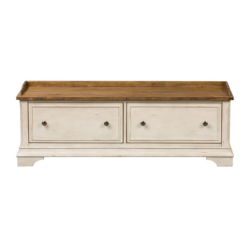 Morgan Creek - Storage Hall Bench - Antique White / Wirebrushed Tobacco Accents – Storage Benches by Liberty Furniture at Furniture Wholesale Plus , Nashville furniture store
