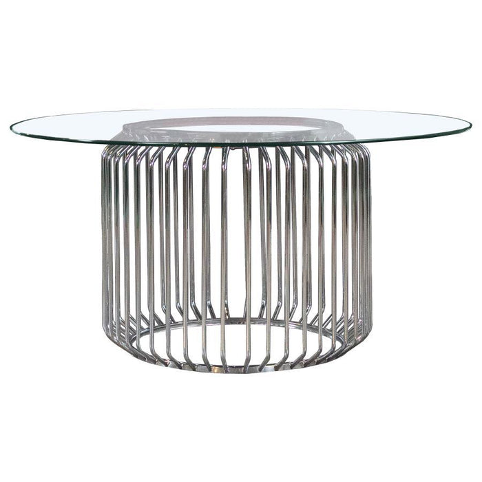 Veena - Round Glass Top Metal Dining Table - Chrome – Dining Tables by Coaster Fine Furniture at Furniture Wholesale Plus , Nashville furniture store