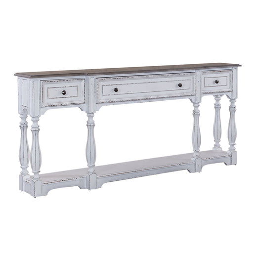 Magnolia Manor - 3 Drawer Hall Console Table - Antique White – Console Tables by Liberty Furniture at Furniture Wholesale Plus , Nashville furniture store