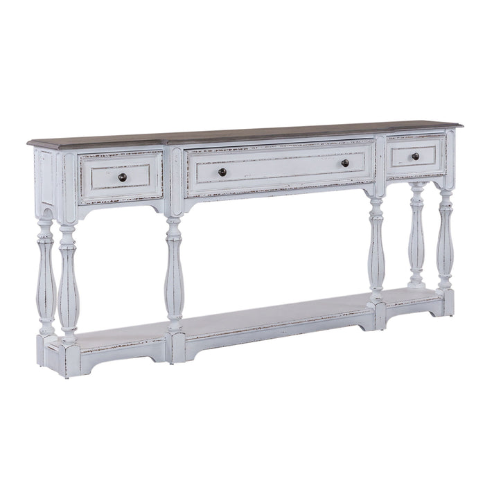 Magnolia Manor - 3 Drawer Hall Console Table - Antique White – Console Tables by Liberty Furniture at Furniture Wholesale Plus , Nashville furniture store