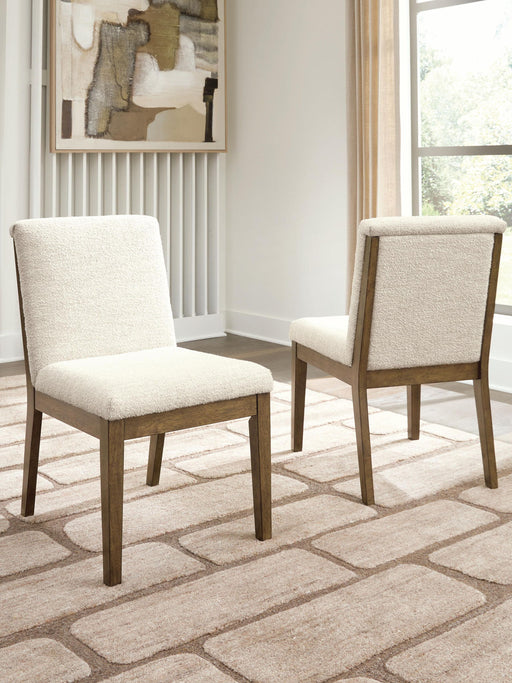 Marxmore - Dining Upholstered Side Chair (Set of 2) - Beige / Brown – Chair Sets by Benchcraft® at Furniture Wholesale Plus , Nashville furniture store