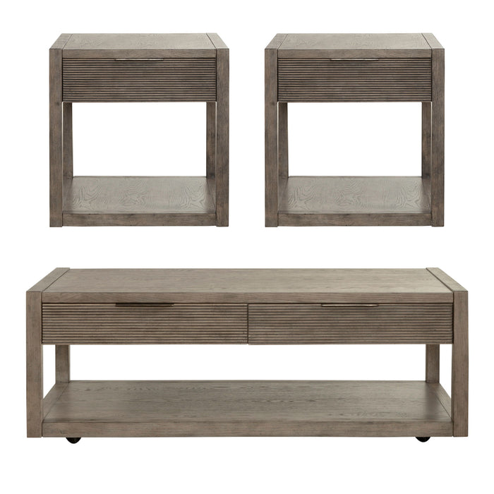 Bartlett Field - 3 Piece Table Set (1 Cocktail 2 End Tables) - Dusty Taupe – Table Sets by Liberty Furniture at Furniture Wholesale Plus , Nashville furniture store