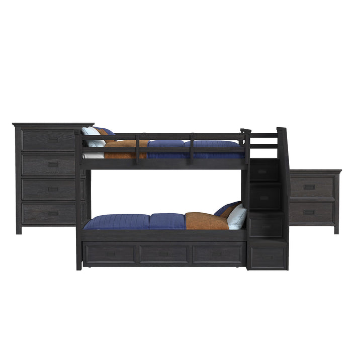 Hampton Kids - Bunk With Staircase And Trundle Bedroom Set – 3 Piece Bedroom Sets by Elements International at Furniture Wholesale Plus , Nashville furniture store