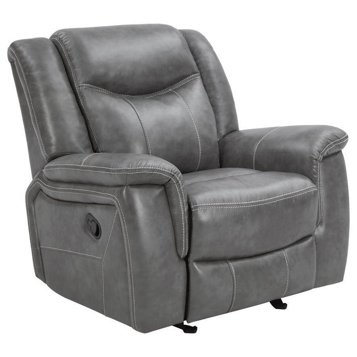 Conrad - Upholstered Padded Arm Glider Recliner - Gray - Premium Glider Chairs from CoasterEveryday - Just $579! Shop now at Furniture Wholesale Plus  We are the best furniture store in Nashville, Hendersonville, Goodlettsville, Madison, Antioch, Mount Juliet, Lebanon, Gallatin, Springfield, Murfreesboro, Franklin, Brentwood