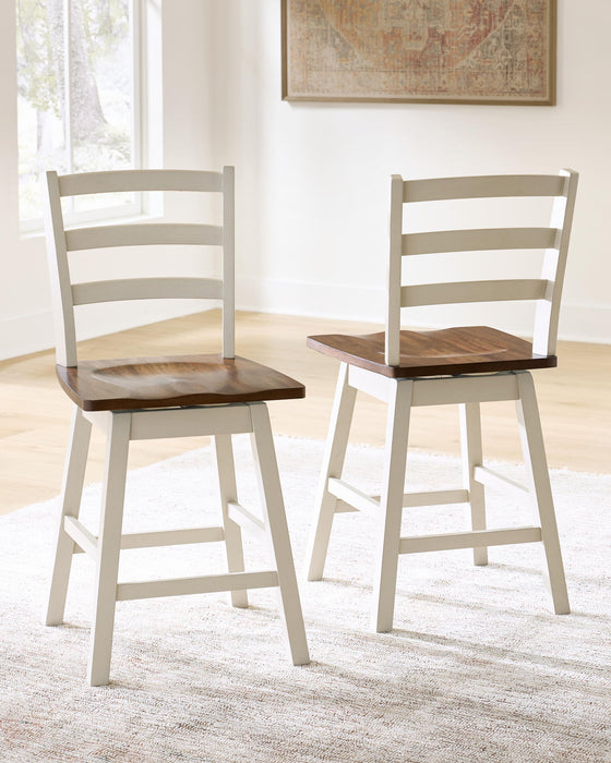 Brinfern - Swivel Stool (Set of 2) - Brown / Antique White – Stool Sets by Signature Design by Ashley® at Furniture Wholesale Plus , Nashville furniture store