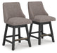 Neymorton - Upholstered Swivel Barstool (Set of 2) - Dark Grayish Brown – Stool Sets by Signature Design by Ashley® at Furniture Wholesale Plus , Nashville furniture store