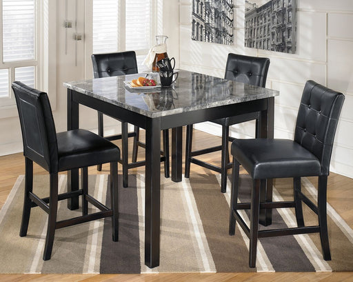 Maysville - Black - Square Counter TBL Set (Set of 5) - Premium 5 Piece Dining Room Sets from Signature Design by Ashley® - Just $588! Shop now at Furniture Wholesale Plus  We are the best furniture store in Nashville, Hendersonville, Goodlettsville, Madison, Antioch, Mount Juliet, Lebanon, Gallatin, Springfield, Murfreesboro, Franklin, Brentwood