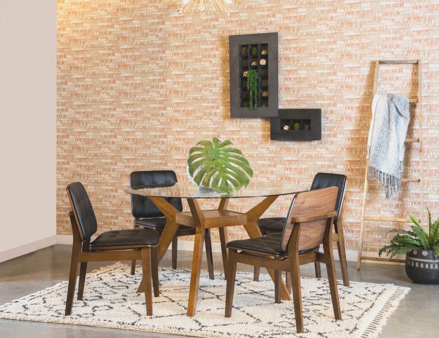 Paxton - Round Glass Top Wood Dining Table - Nutmeg – Dining Tables by Coaster Fine Furniture at Furniture Wholesale Plus , Nashville furniture store