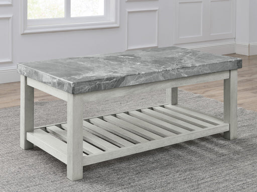 Canova - Gray Marble Top Coffee Table - White – Coffee Tables by Steve Silver Furniture at Furniture Wholesale Plus , Nashville furniture store