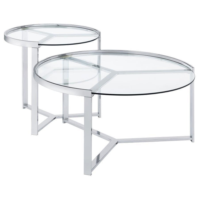 Delia - 2 Piece Round Glass Top Nesting Coffee Table – Nesting Tables by Coaster Fine Furniture at Furniture Wholesale Plus , Nashville furniture store
