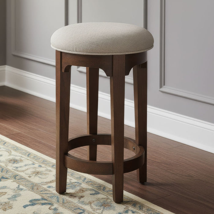 Arden Road - Upholstered Console Stool - Cherry – Counter Height (24"-27") by Liberty Furniture at Furniture Wholesale Plus , Nashville furniture store